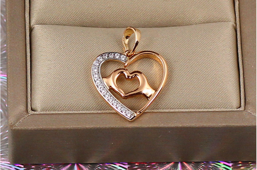 Кулон Xuping Jewelry подвійне серце з родієм 1.8 см золотистий