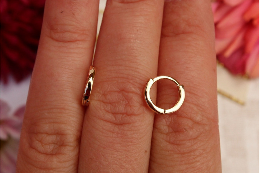 Сережки кільця Хuping Jewelry гладкі 10 мм золотисті