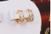 Сережки кільця Хuping Jewelry чотири квадратні камені бортики по краях 1.3 см золотисті