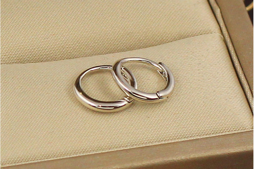 Сережки кільця Хuping Jewelry гладкі 1.1 см сріблясті