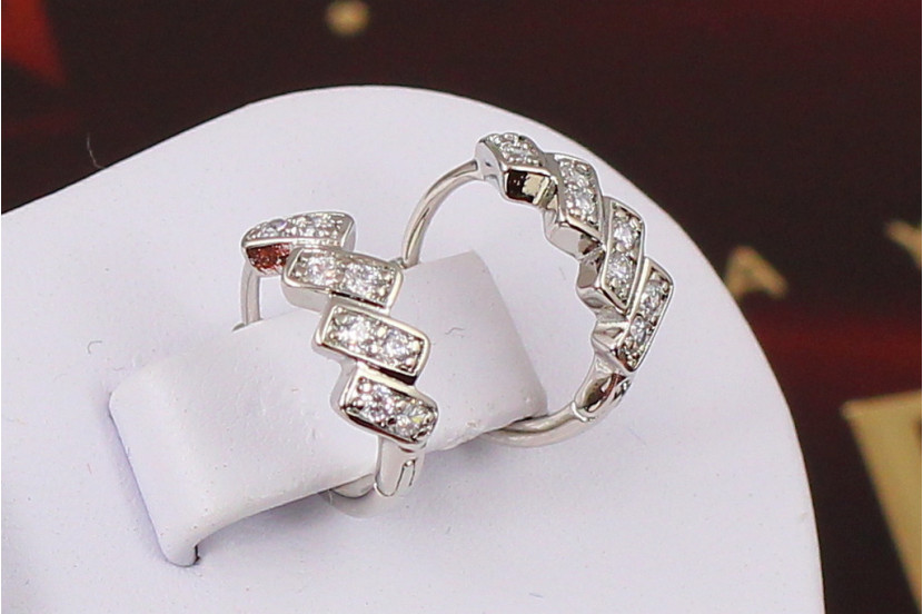 Сережки кільця Хuping Jewelry ялинка 1.3 см сріблясті