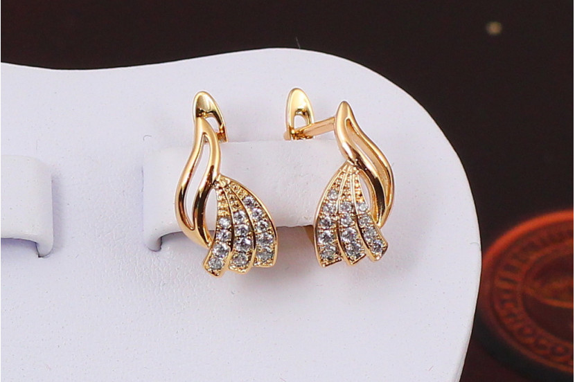 Сережки Xuping Jewelry хвіст павича 1.4 см золотисті