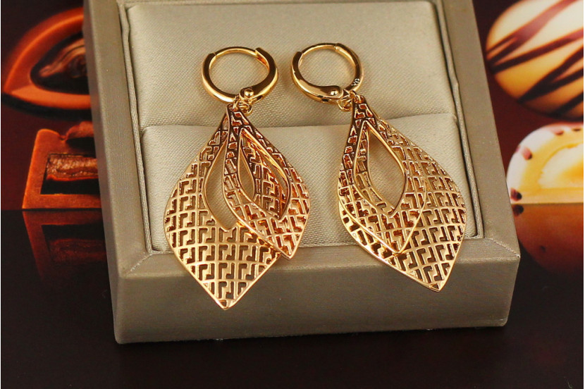 Сережки Xuping Jewelry підвіски подвійний мигдаль 5.2 см золотисті