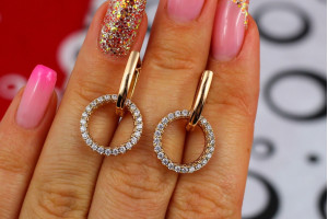 Сережки Xuping Jewelry зі знімними кільцями з фіанітів 2.5 см золоті
