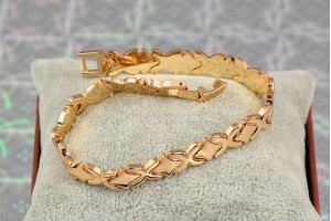 Браслет Xuping Jewelry ланки ромбом 20 см 8 мм золотистий
