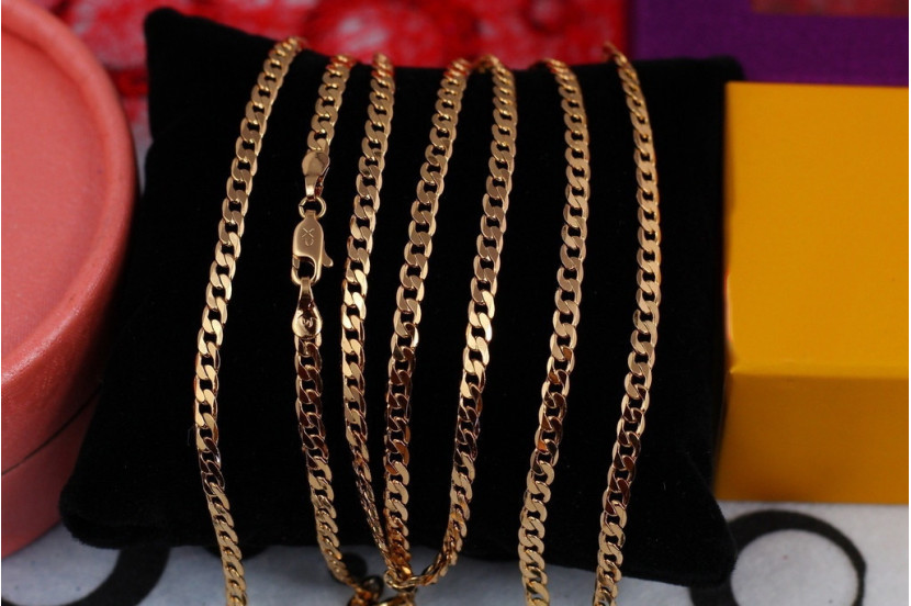 Ланцюг Xuping Jewelry панцирне плетіння з квадратними ланками 55 см 3 мм золотистий