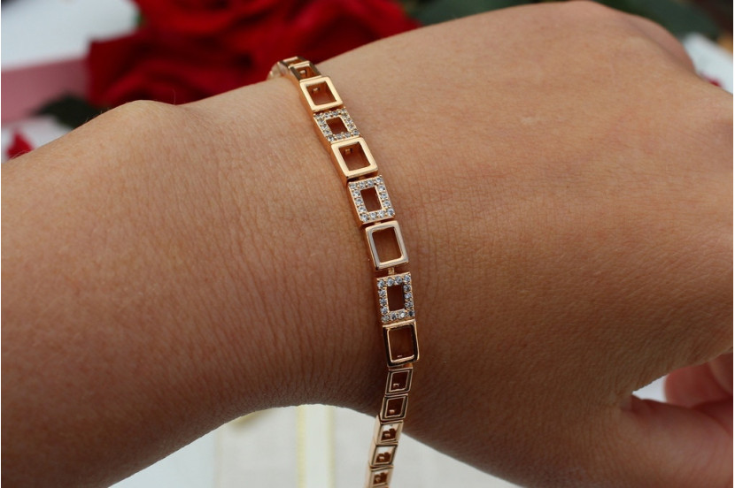 Браслет Xuping Jewelry квадратики 17 см золотистий