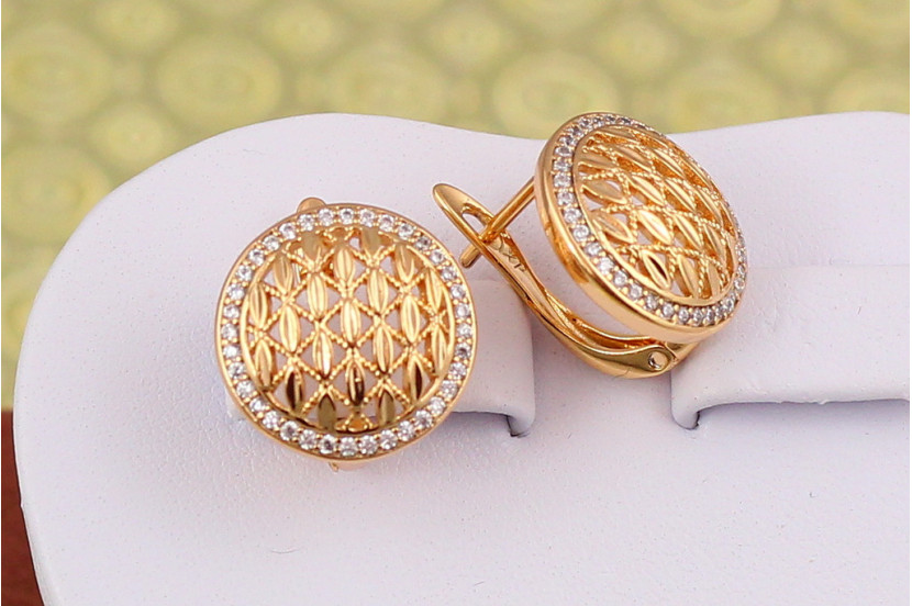 Сережки Xuping Jewelry ґудзики 1.5 см золотисті