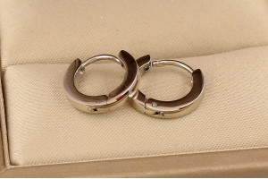 Сережки кільця Хuping Jewelry гладкі 1.4 см сріблясті