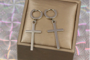Сережки підвіски Xuping Jewelry хрестики гладкі 5 см сріблясті
