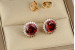 Сережки гвоздики Xuping Jewelry соняшник з червоним каменем 1.2 см золотисті
