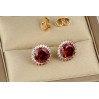Сережки гвоздики Xuping Jewelry соняшник з червоним каменем 1.2 см золотисті
