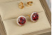 Сережки гвоздики Xuping Jewelry соняшник з червоним каменем 1.2 см золотисті