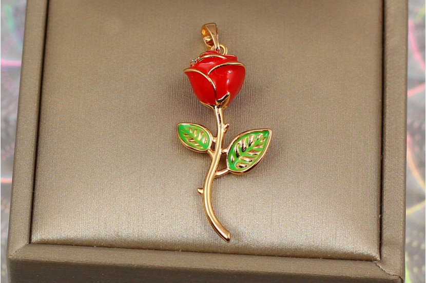 Кулон Xuping Jewelry червона троянда 3.5 см золотистий