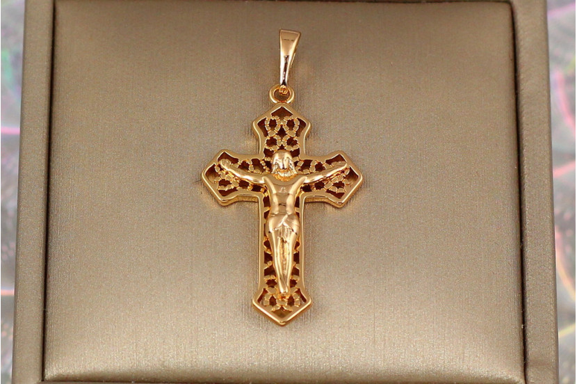 Хрестик Xuping Jewelry ажурний зі розп'ємом 3.3 см золотистий