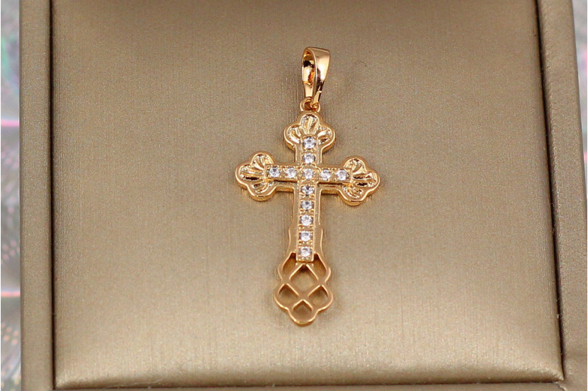Хрестик Xuping Jewelry середина з каменів 2.9 см золотистий