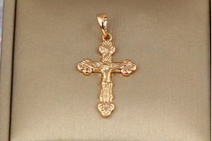 Хрестик Xuping Jewelry з розп'ємом краю три виступи 2.6 см золотистий