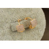 Сережки дитячі Xuping Jewelry квадратики з фіанітами довжина 1,2 см золотисті