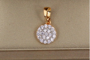 Кулон Xuping Jewelry монетка з фіанітів 9 мм золотистий