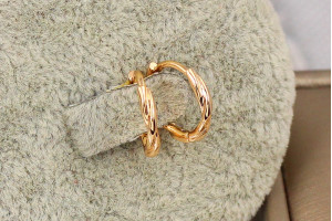 Сережки кільця Хuping Jewelry кручена нитка 1.4 см золоті