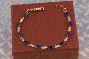 Браслет Xuping Jewelry хвиля із синіми каміннями 17 см 4 мм золотистий