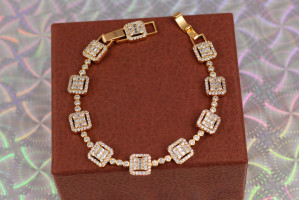 Браслет Xuping Jewelry блиск каміння 17 см 9 мм золотистий