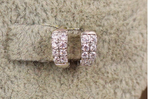 Сережки кільця Xuping Jewelry з камінням у два ряди 10 мм сріблясті
