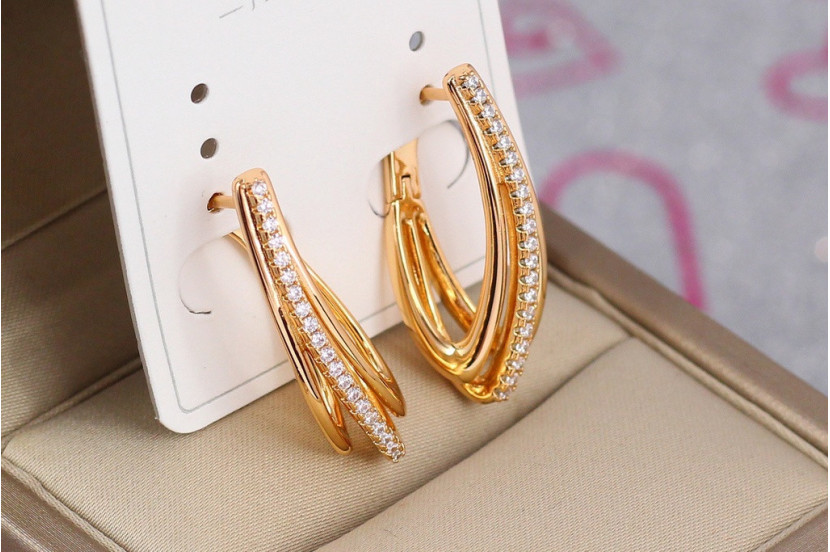 Сережки Xuping Jewelry потрійна нитка 2.8 см золотисті