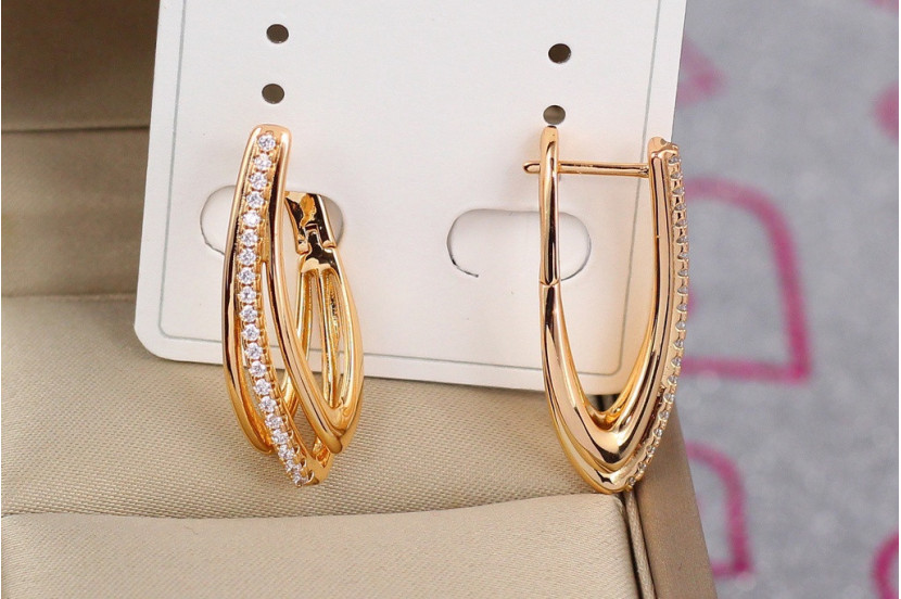 Сережки Xuping Jewelry потрійна нитка 2.8 см золотисті