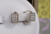 Сережки дитячі Xuping Jewelry квадратики з камінців в окантовці 1.2 см сріблясті