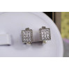 Сережки дитячі Xuping Jewelry квадратики з камінців в окантовці 1.2 см сріблясті