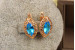 Сережки Xuping Jewelry маркиз із блакитним каменем 1.6 см золотисті