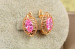 Сережки Xuping Jewelry маркиз з рожевим каменем 1.6 см золотисті