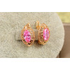 Сережки Xuping Jewelry маркиз з рожевим каменем 1.6 см золотисті
