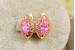 Сережки Xuping Jewelry маркиз з рожевим каменем 1.6 см золотисті