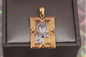 Ладанка Xuping Jewelry Микола угідник із куточками з боків 3 см комбінована