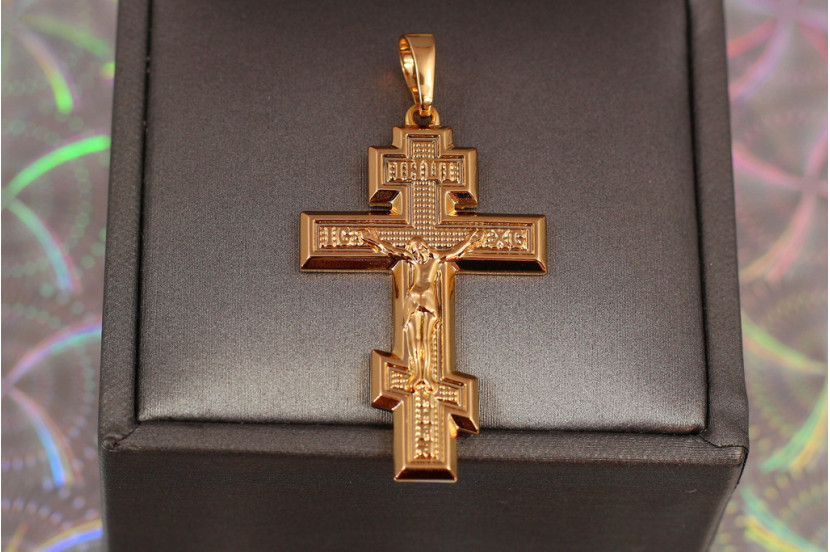 Хрестик Xuping Jewelry православний з монограмою 4 см золотистий