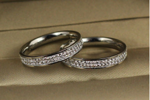 Кільце Xuping Jewelry дві доріжки по колу з бортиками по краях р 19 сріблясте