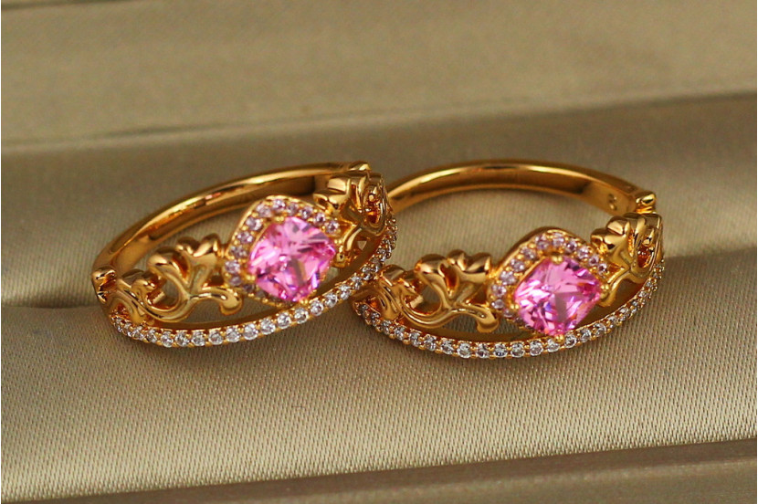Кільце Xuping Jewelry вінець із рожевим каменем р 18 золотисте