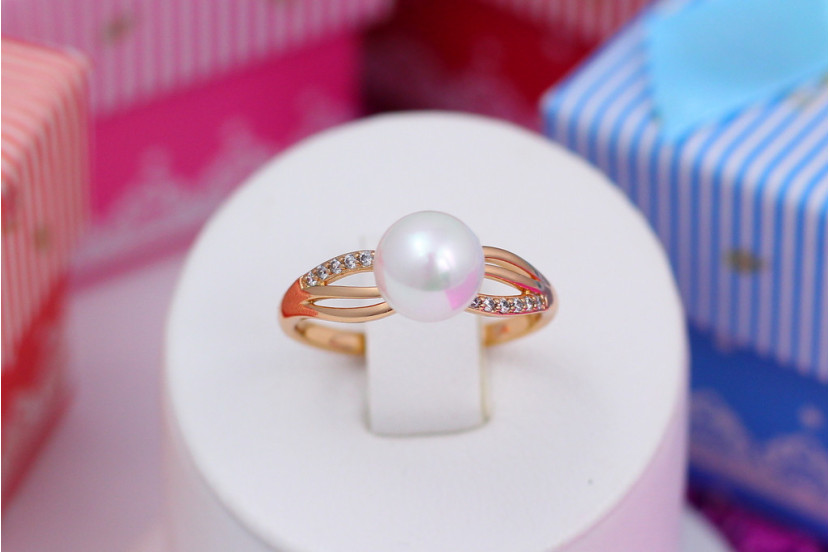 Кільце Xuping Jewelry з перлами 7 мм р 21 золотисте