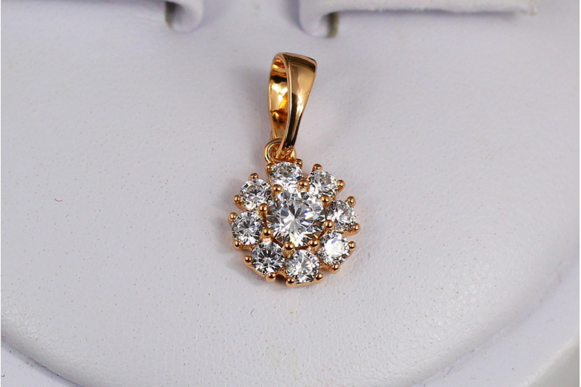 Кулон Xuping Jewelry незабудка з білих фіанітів 9 мм золотистий