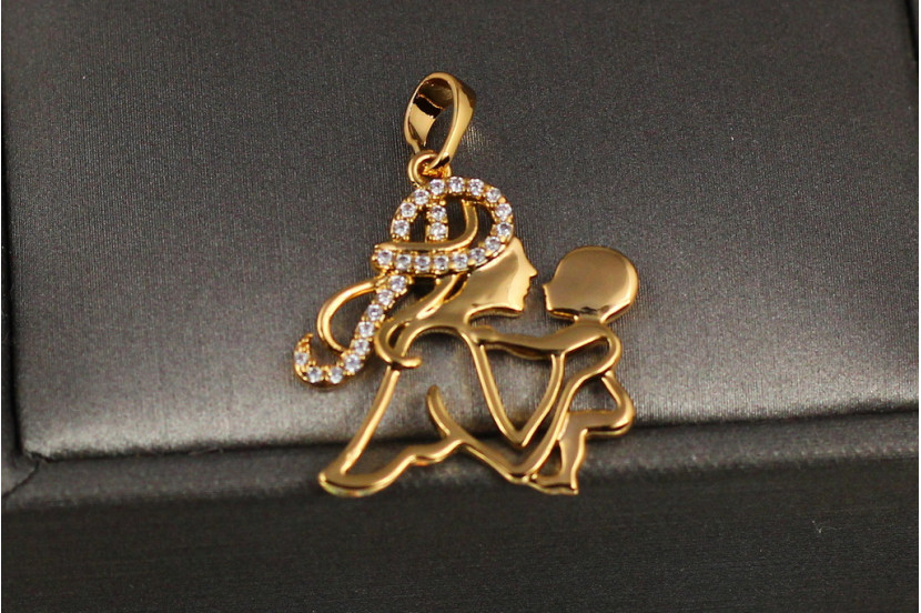 Кулон Xuping Jewelry мати з волоссям із фіанітів і дитина 2.2 см золотистий