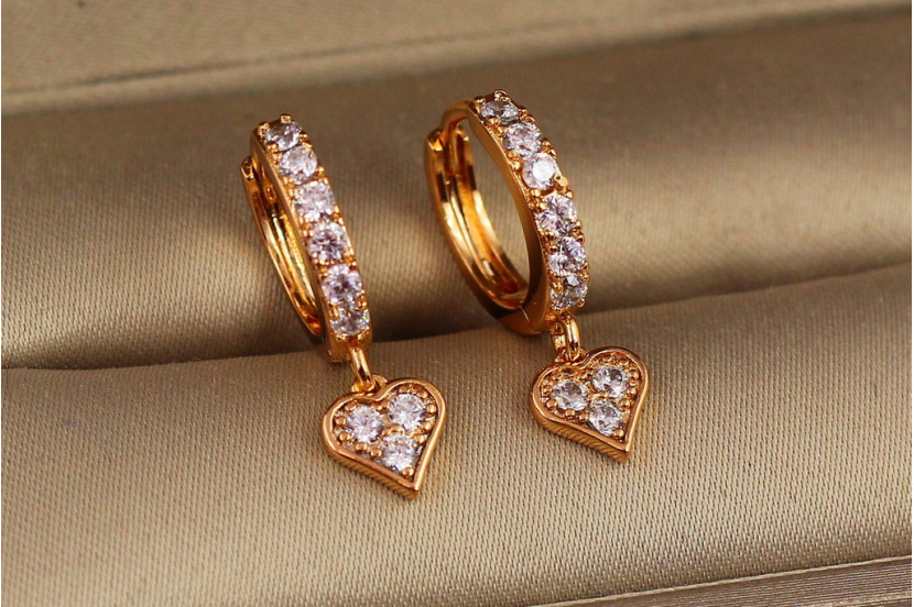 Сережки дитячі Xuping Jewelry пікова дама 2 см золотисті