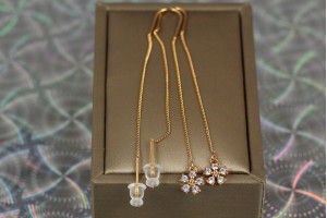 Сережки протяжки Xuping Jewelry ромашка 8 см золотисті