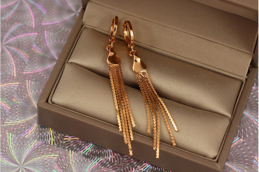 Сережки позначки Xuping Jewelry з плоскою основою 5.5 см золотисті