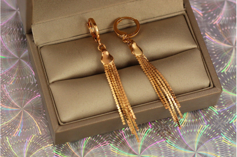 Сережки позначки Xuping Jewelry з плоскою основою 5.5 см золотисті