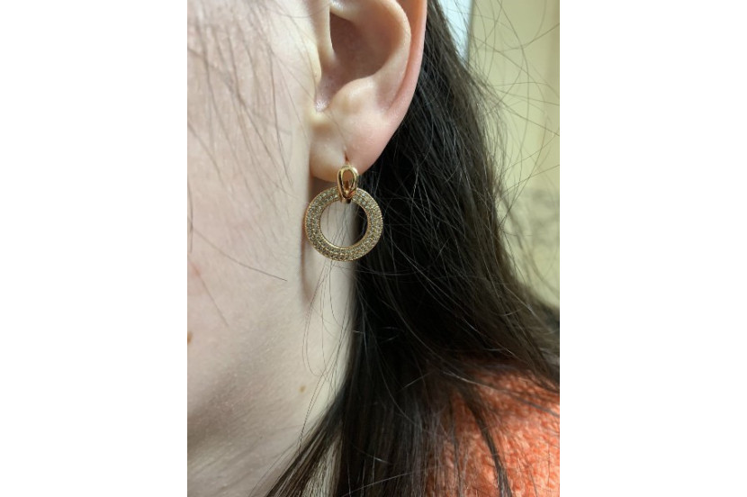 Сережки Xuping Jewelry кільце в кільці 2,5 см золотисті