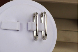 Сережки Xuping Jewelry тонкий овал 2.4 см сріблясті