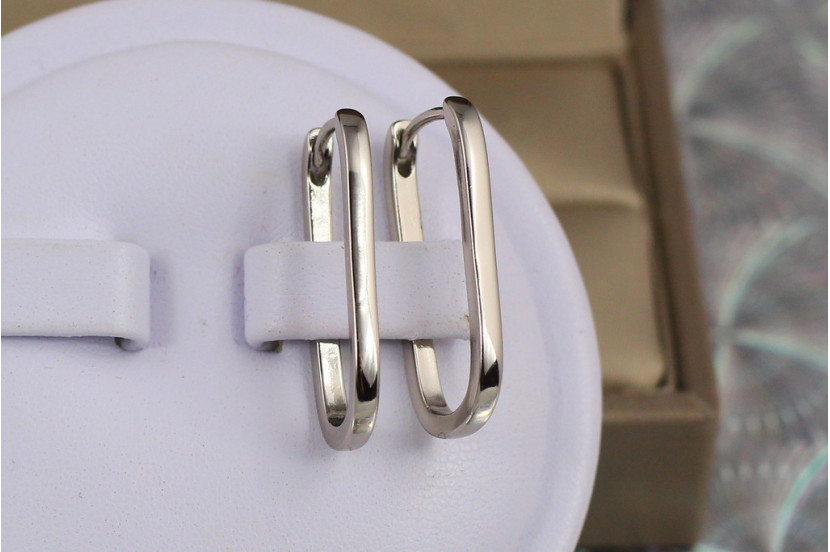 Сережки Xuping Jewelry тонкий овал 2.4 см сріблясті