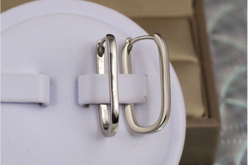 Сережки Xuping Jewelry тонкий овал 2.4 см сріблясті
